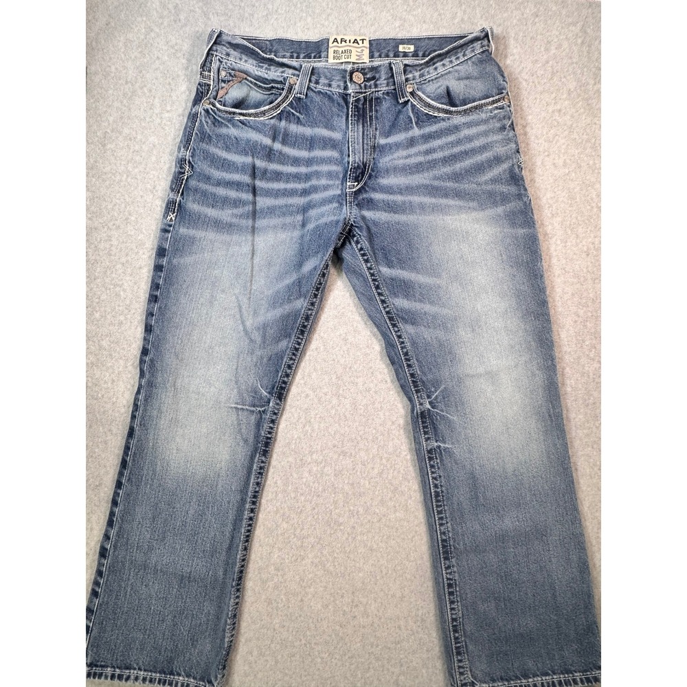 Ariat M4 Relaxed Boot Cut Jeans Mens 35x30 Medium Wash Denim Western Workwear
